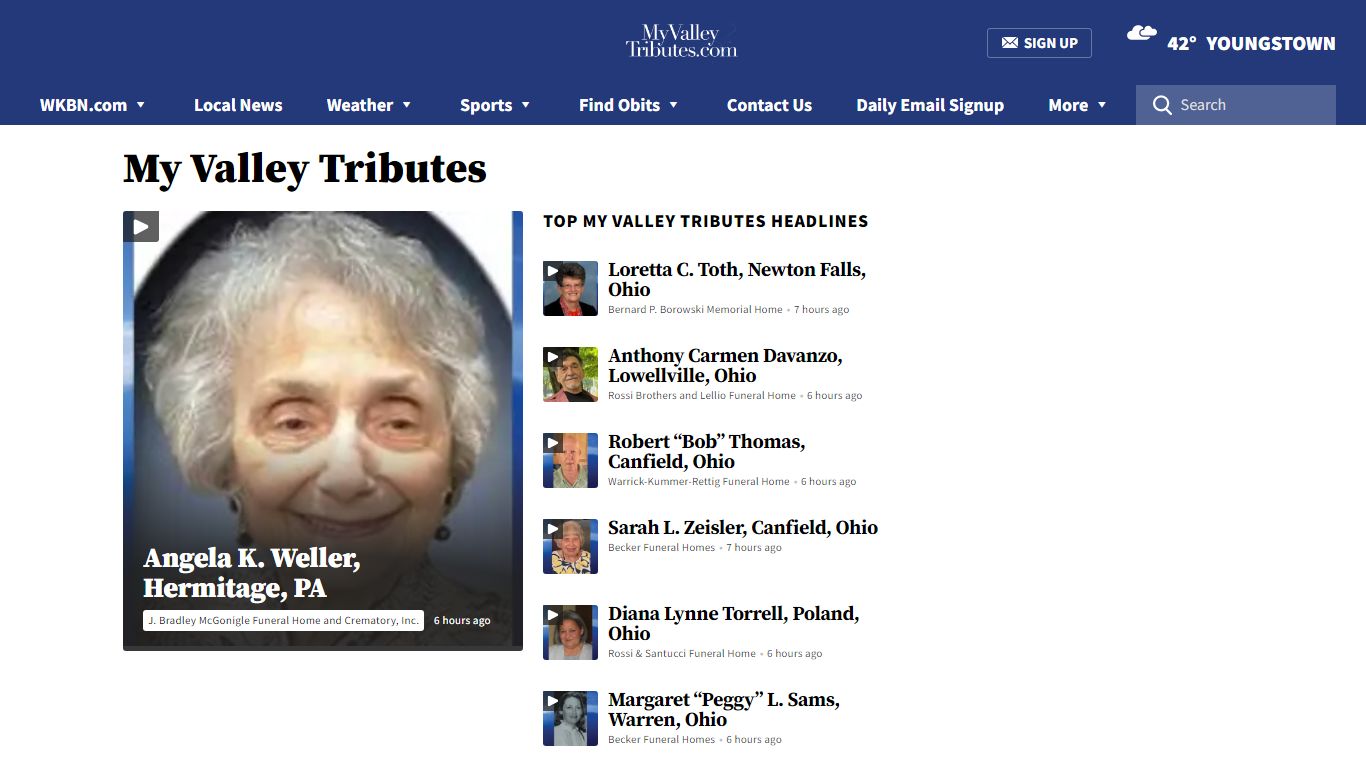 Obituaries | Youngstown, Ohio - WKBN.com
